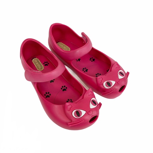 Mini Melissa Other - Mini Melissa Dark Pink Cat Mary Jane Jelly Flats